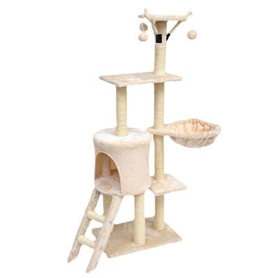 Arbre de chat en bois certifié ISO9001 2008 FSCI BSCI avec grand condo et conception à plusieurs niveaux