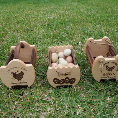 Panier de rangement de cuisine de ferme rustique avec imprimante de logo personnalisé panier d'œufs en bois