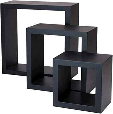 Ensemble de cuisine de 3 étagères en bois noir