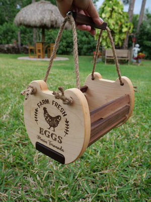 Panier de rangement de cuisine de ferme rustique avec imprimante de logo personnalisé panier d'œufs en bois