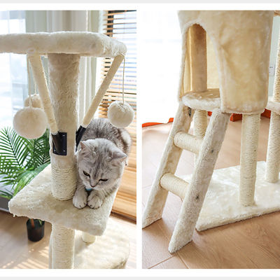 Arbre de chat en bois certifié ISO9001 2008 FSCI BSCI avec grand condo et conception à plusieurs niveaux