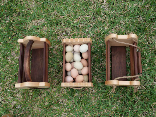 Panier de rangement de cuisine de ferme rustique avec imprimante de logo personnalisé panier d'œufs en bois