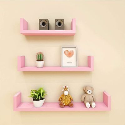Étagères murales en bois peint en forme de U réglables Ensemble de 3 pour salle de bain salon