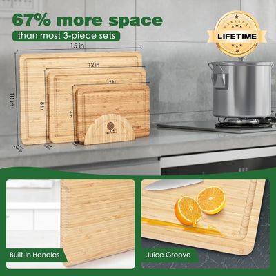 Ensemble de 3 planches de coupe de bambou avec blocs de coupe de support OEM ODM accepté