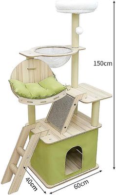 Maison à plusieurs niveaux pour chats avec gratte-ciel Sisal et construction en bois durable
