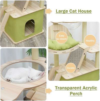 Maison à plusieurs niveaux pour chats avec gratte-ciel Sisal et construction en bois durable