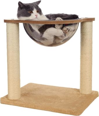 Arbre de chat moderne avec hamac Corde de sisal naturel pour chats et chatons d'intérieur Meubles de chat en bois