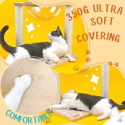 Arbre de chat moderne avec hamac Corde de sisal naturel pour chats et chatons d'intérieur Meubles de chat en bois