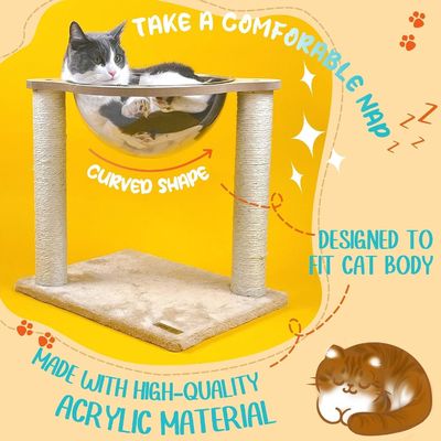 Arbre de chat moderne avec hamac Corde de sisal naturel pour chats et chatons d'intérieur Meubles de chat en bois