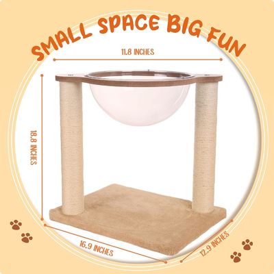 Arbre de chat moderne avec hamac Corde de sisal naturel pour chats et chatons d'intérieur Meubles de chat en bois