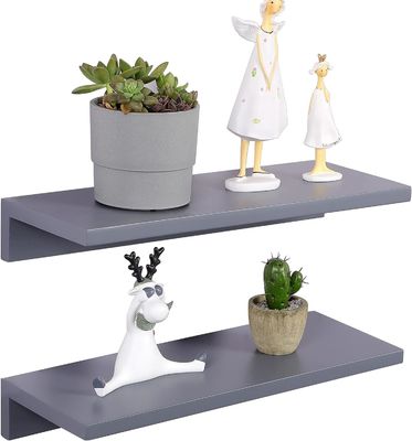 Étagère décorative de 2 étagères flottantes en bois de pin montées sur le mur pour le salon