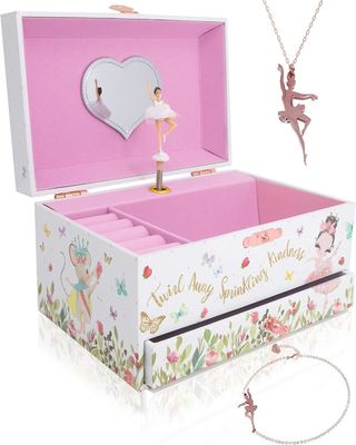Boîte à musique Ballerina Boîte à bijoux en bois pour enfants et garçons Cadeau Boîte à jouets à manches