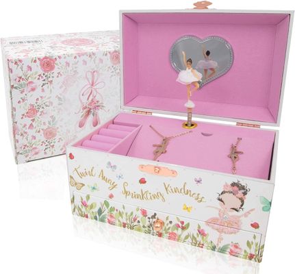 Boîte à musique Ballerina Boîte à bijoux en bois pour enfants et garçons Cadeau Boîte à jouets à manches