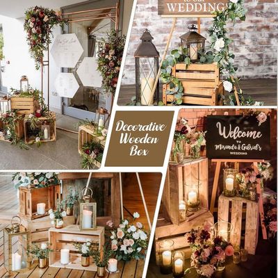 Concept de vent pastoral de 5 pièces de caisses en bois décoratives pour le stockage et l'affichage