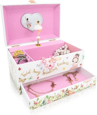 Boîte à musique Ballerina Boîte à bijoux en bois pour enfants et garçons Cadeau Boîte à jouets à manches