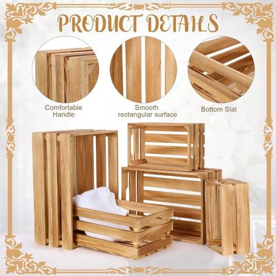 Concept de vent pastoral de 5 pièces de caisses en bois décoratives pour le stockage et l'affichage