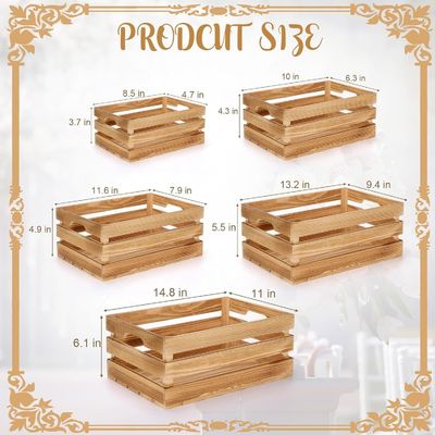 Concept de vent pastoral de 5 pièces de caisses en bois décoratives pour le stockage et l'affichage