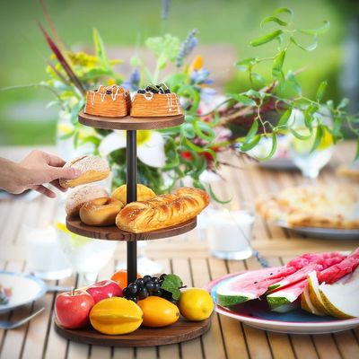 Plateau de service de gâteaux en bois pour les fêtes de mariage et d'anniversaire 202407