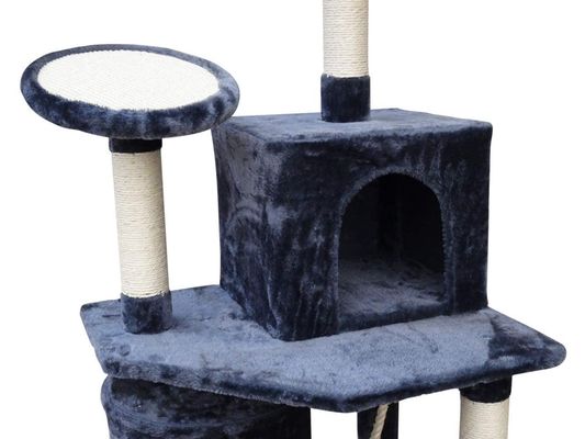 Meubles de salon gris foncé 4 plates-formes 64 pouces arbre de chat avec 2 lits cubes Play House
