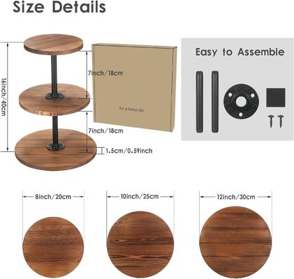 Plateau de service de gâteaux en bois pour les fêtes de mariage et d'anniversaire 202407