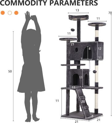 70 pouces de hauteur Cat Tower Climber Ladder Playhouse avec matériau en bois et logo personnalisé