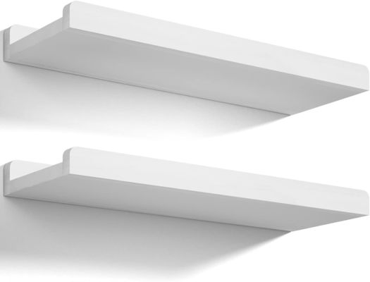Ensemble de 2 étagères en bois massif 7 pouces étagères flottantes blanches rustiques