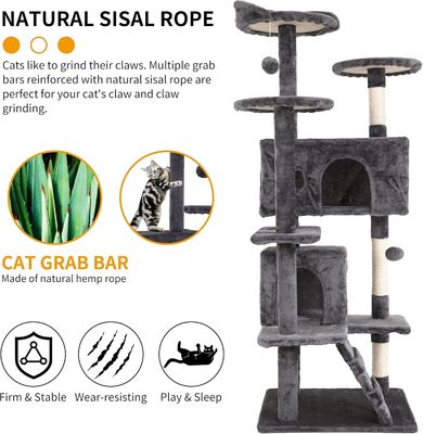 70 pouces de hauteur Cat Tower Climber Ladder Playhouse avec matériau en bois et logo personnalisé