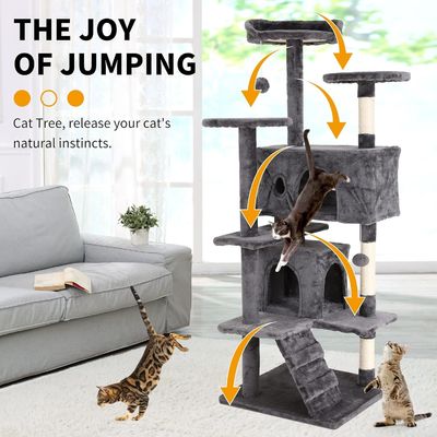 70 pouces de hauteur Cat Tower Climber Ladder Playhouse avec matériau en bois et logo personnalisé