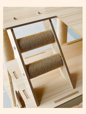 Tour de chat en bois de taille personnalisée avec des composants de gratte-ciel à plusieurs niveaux