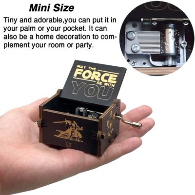 Rectangle personnalisé Vintage Laser gravé Star Wars Boîte à musique à manivelle en bois
