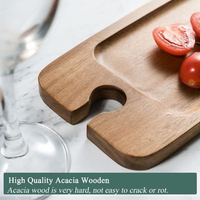 Ensemble de cuisine de 2 plateaux en bois d'acacia avec porte-vin et plateaux de fromage