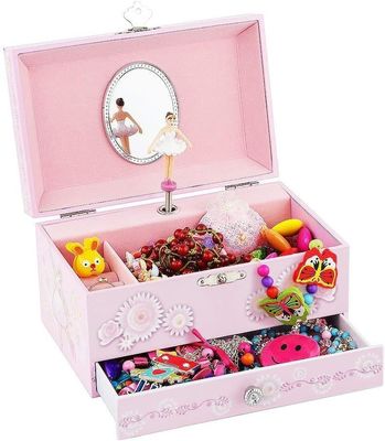 Paquet cadeau personnalisé Princesse MDF Rose Ballerina Thème Musical Box de bijoux pour les filles