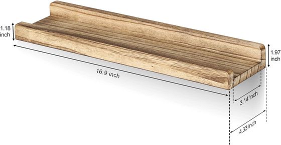 16.9 pouces ensemble de 3 étagères en bois brun étagères murales rustiques réglables pour le bureau