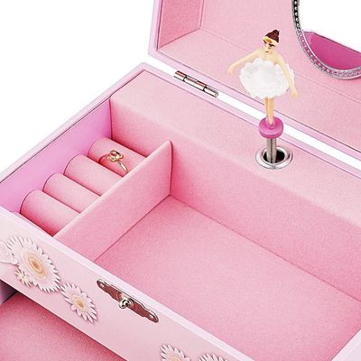 Paquet cadeau personnalisé Princesse MDF Rose Ballerina Thème Musical Box de bijoux pour les filles