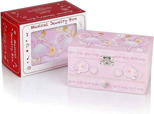 Paquet cadeau personnalisé Princesse MDF Rose Ballerina Thème Musical Box de bijoux pour les filles