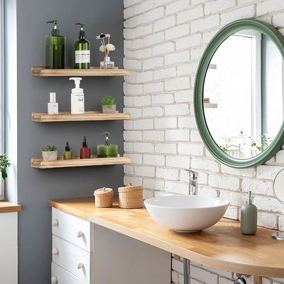 16.9 pouces ensemble de 3 étagères en bois brun étagères murales rustiques réglables pour le bureau