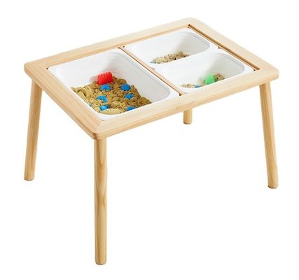 Table sensorielle en bois avec 3 poubelles pour tout-petits rangement de support non pliable
