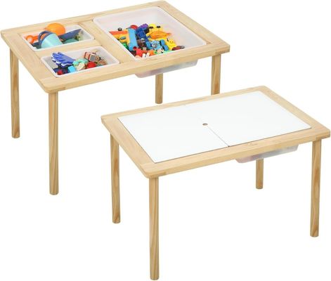Table sensorielle en bois avec 3 poubelles pour tout-petits rangement de support non pliable