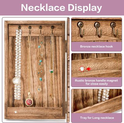 Environnemental 5 couches 4 tiroirs grande boîte d'organisation en bois avec miroir Boîte de bijoux en bois