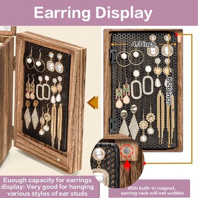 Environnemental 5 couches 4 tiroirs grande boîte d'organisation en bois avec miroir Boîte de bijoux en bois