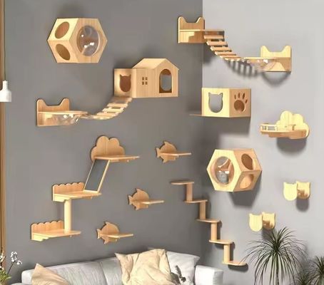 Taille personnalisée Lit pour chat monté sur le mur Étagère en bois pour chat en planche pour grimper dans le salon