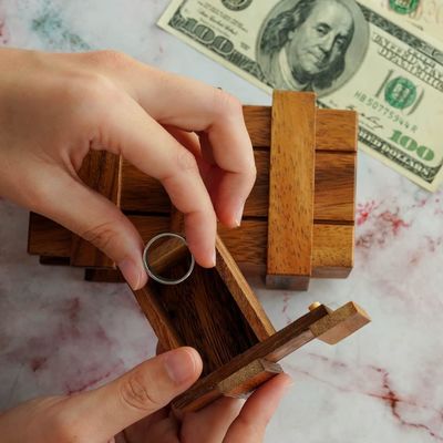 Double Magic Box Brain Teaser Custom Boîte en bois massif avec des compartiments cachés