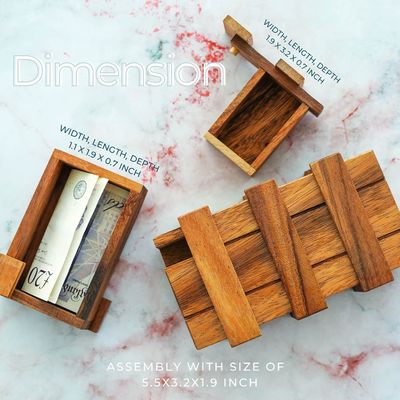 Double Magic Box Brain Teaser Custom Boîte en bois massif avec des compartiments cachés