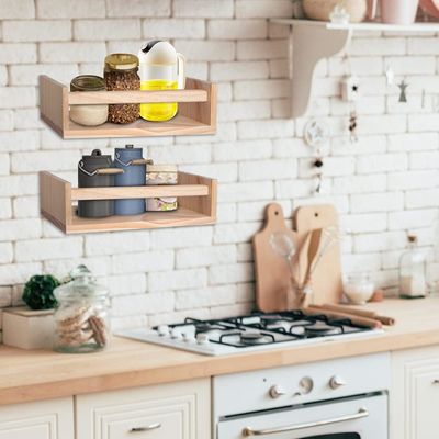 Emballage du courrier Décoration de la maison et des étagères de chambre d'enfant Ensemble de 2 étagères flottantes en bois naturel