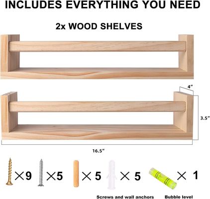 Emballage du courrier Décoration de la maison et des étagères de chambre d'enfant Ensemble de 2 étagères flottantes en bois naturel