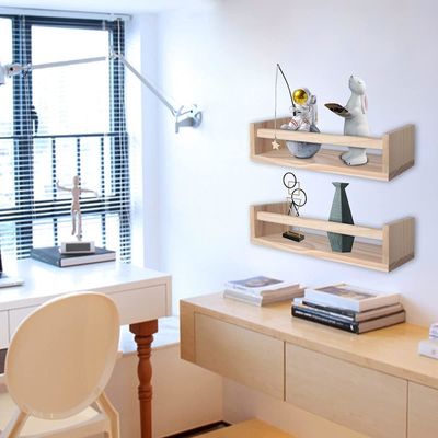 Emballage du courrier Décoration de la maison et des étagères de chambre d'enfant Ensemble de 2 étagères flottantes en bois naturel
