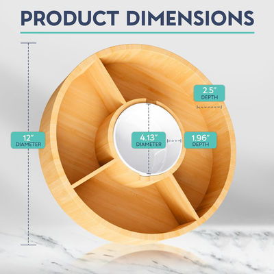202407 Plateau rond en bambou avec bol en céramique, échantillon gratuit ou retourné
