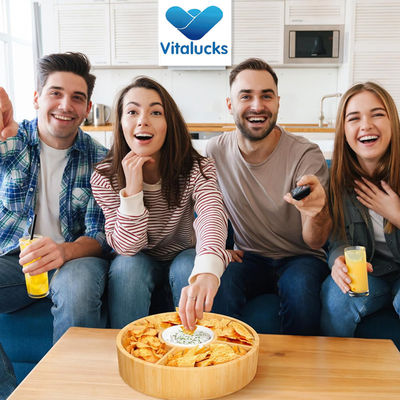 202407 Plateau rond en bambou avec bol en céramique, échantillon gratuit ou retourné