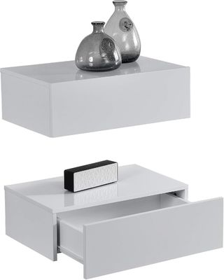 Commodité de rangement de couloir étagère flottante en bois massif avec tiroir 46 x 30 x 15 cm