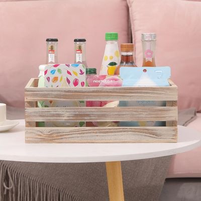 Boîtes de rangement en bois décoratives composées de 3 caisses avec poignées 13.25x9.5x5.5